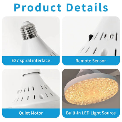 Ceiling Fan Light Retractable Blades Fans Crystal Lampshade APP and Remote Control Fans Light Modern and Simple Bedroom Lighting