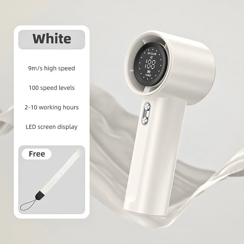 Handheld Small Fan Usb Charging 100 Levels Digital Display Rechargeable High-Speed Handheld Turbo Portable Violent Fan