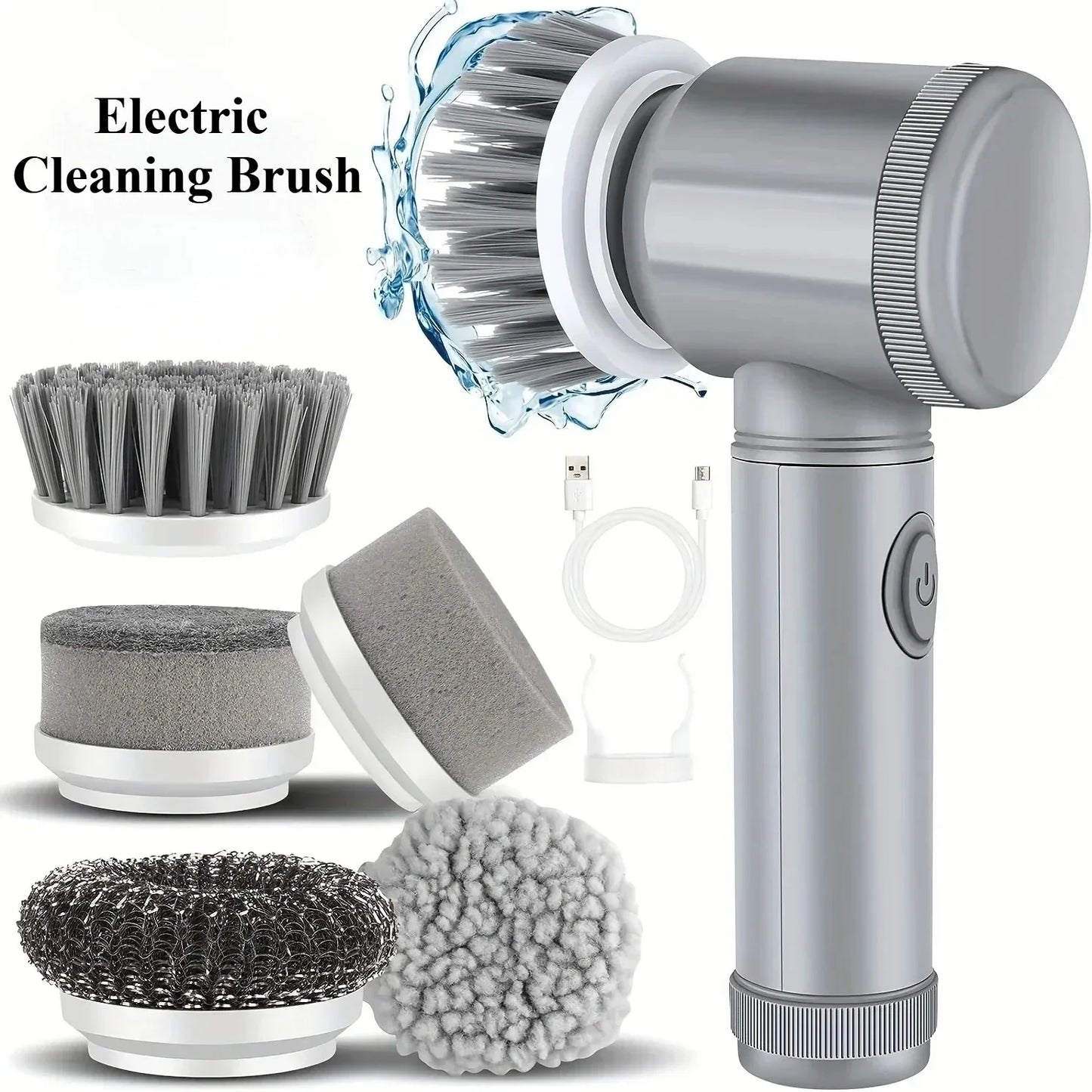 5 In1 Electric Spin Scrubber, Spin Scrubber with 5 Replaceable Brush Heads Bathroom Cleaning Brush,Power Electric Cleaning Brush