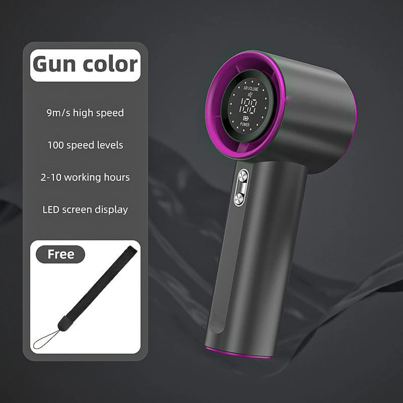 Handheld Small Fan Usb Charging 100 Levels Digital Display Rechargeable High-Speed Handheld Turbo Portable Violent Fan