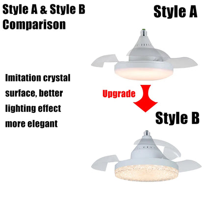 Ceiling Fan Light Retractable Blades Fans Crystal Lampshade APP and Remote Control Fans Light Modern and Simple Bedroom Lighting