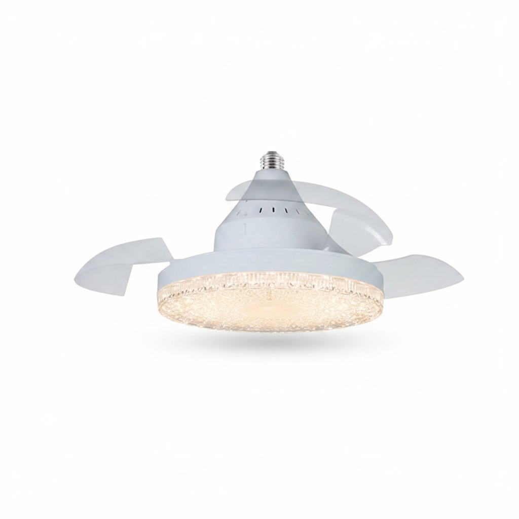 Modern Ceiling Fan Light: Retractable Blades, Crystal Lampshade, and Smart APP & Remote Control